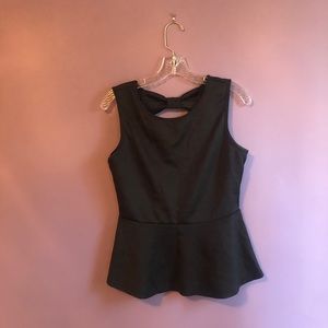Forever 21 black peplum top with bow detail